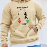 Phone Call Fishing Print Men's Pullover Round Neck Long Sleeve HOODED Sweatshirt Pattern Loose Casual Top For Autumn Winter Men's Clothing As Gifts