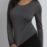 kkboxly  Solid Slim Crew Neck T-Shirt, Casual Long Sleeve Top For Spring & Fall, Women's Clothing