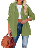 kkboxly  Corduroy Dual Pockets Jacket, Elegant Lapel Long Sleeve Open Front Jacket, Women's Clothing