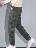 kkboxly Men's Casual Tapered Multi Pocket Jeans, Chic Street Style Cargo Jeans