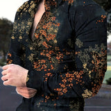 kkboxly  Floral Print Shirt, Men's Casual Button Up Long Sleeve Shirt For Summer Fall Business Beach Resort