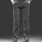 kkboxly Men's Corduroy Pants For Business, Formal Stretch Straight Leg Pants For Fall Winter