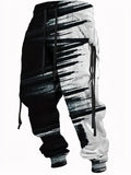 kkboxly  Ribbon Design, Men's Color Contrast Drawstring Trendy Comfy Jogger Pants