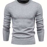 Men's Solid Color Crew Neck Slim Fit Knit Sweater