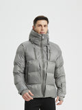 Men's Trendy Windproof Puffer Coat, Casual Thermal Zip Up Hooded Jacket For Outdoor