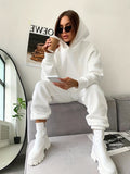 kkboxly Casual Two-piece Set, Solid Hoodie & Elastic Waist Jogger Pants Outfits, Women's Clothing