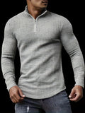 kkboxly Trendy Waffle Sweatshirt, Men's Casual Solid V Neck Sweatshirt For Men Fall Winter