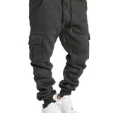 Classic Design Multi Flap Pockets Cargo Pants, Men's Casual Sweatpants Drawstring Cargo Pants Hip Hop Joggers For Autumn Summer Outdoor