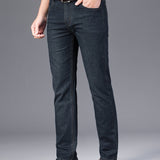 kkboxly  Men's Straight Leg Jeans For Business, Semi-formal Medium Stretch Jeans