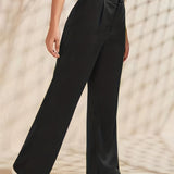 kkboxly  Solid Straight Leg Trouser, Business Casual Suit Pants For Spring & Summer, Women's Clthing