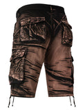 kkboxly Camo Pattern Cotton Breathable Men's Embroidery Cargo Short Pants, Lightweight Flap Pocket Loose Trendy Shorts, Men's Work Pants Outdoors For Hiking Fishing