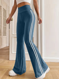 kkboxly  Side Striped Flare Leg Pants, Casual High Waist Pants, Women's Clothing