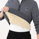 Cotton Blend Men's V Neck Sweatshirt Pullover For Men Fleece Sherpa Lined Sweatshirts For Winter Fall Long Sleeve Tops