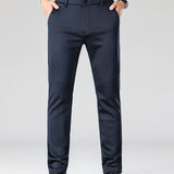 kkboxly  Men's Highly Stretch Business Pants, Straight Leg Wrinkle-resistant Business Trousers Mens Formal Trousers