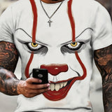 kkboxly  Plus Size Men's Clown Graphic T Shirt Short Sleeve Funny Tee Shirts Crew Neck Summer Novelty Tops