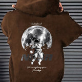 kkboxly  Astronaut Pattern Zip Up Hoodie, Men's Casual Stretch Hooded Sweatshirt Sportswear