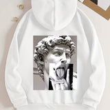 kkboxly  Creative Sculpture Pattern Zip Up Hoodie, Men's Casual Stretch Pullover Hooded Sweatshirt