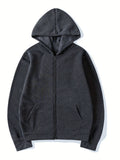 kkboxly  Solid Trendy Men's Hooded Jacket Casual Long Sleeve Hoodies With Zipper Gym Sports Hooded Coat For Winter Fall