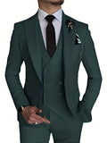 kkboxly Men's 3 Piece Suit Slim Fit Suits One Button Blazer Vest Pants Formal Business Wedding Prom Suits