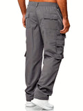 Classic Design Multi Flap Pockets Cargo Pants, Men's Loose Fit Cargo Pants，For Skateboarding, Street, Outdoor Camping