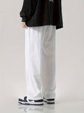 kkboxly  Men's Corduroy Wide Leg Pants, Casual Waist Drawstring Trousers For Leisure Activities