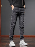 kkboxly  Men's Casual Skinny Jeans, Chic Street Style Classic Design Stretch Jeans