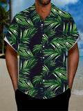 kkboxly  Casual Tropical Leaf Non-positioning Pattern Short Sleeve Shirt With Chest Pocket, Men's Hawaiian Shirt For Summer Vacation Resort