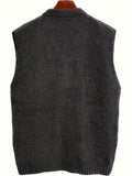 kkboxly Plus Size Men's Solid Knit Vest Spring Fall Winter Sleeveless Sweater, Men's Clothing