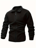 kkboxly  Men's Double-sided Fleece Tactical Sweatshirt, Casual Zip Up Coat For Fall Winter