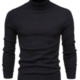 kkboxly  All Match Best Sellers Autumn Winter Pullover Men Solid Turtleneck Sweaters