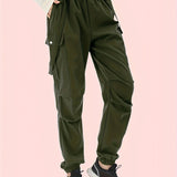 Cargo Pants With Strap, Casual Every Day Pants, Women's Clothing