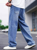 kkboxly  Men's Casual Street Style Wide Leg Denim Pants For Spring Summer