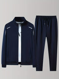 kkboxly  Two Piece Outfits For Men, Men Classic Design Zipper Up Jacket And Sweatpants Drawstring Pants