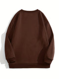 Solid Trendy Sweatshirt, Men's Casual Basic Crew Neck Pullover Sweatshirt For Men Fall Winter