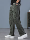 kkboxly Men's Casual Comfy Cotton Multi Pocket Pants, Chic Street Style Cargo Pants