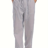 kkboxly  Men's Cotton & Linen Blend Long Pants, Loose Elastic Waist Large Pocket Trousers