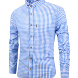 kkboxly Men's Casual Slim Cotton Plaid Shirt Best Sellers Best Sellers, Men's Tops