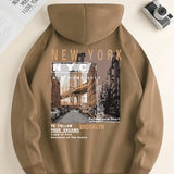 kkboxly NYC Brooklyn Graphic Print Hoodie, Cool Hoodies For Men, Men's Casual Graphic Design Pullover Hooded Sweatshirt With Kangaroo Pocket Streetwear For Winter Fall, As Gifts