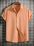 kkboxly  Solid Color Men's Casual Short Sleeve Shirt, Men's Shirt For Summer Vacation Resort