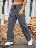 Plus Size Men's Solid Pants Oversized Casual Pants For Sports/outdoor, Men's Clothing