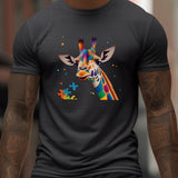 kkboxly kkboxly Giraffe And Puzzle Pieces Print T Shirt, Tees For Men, Casual Short Sleeve T-shirt For Summer