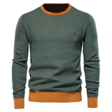 kkboxly  Men's Long Sleeved Sweater, Men's Knitted Pullover For Spring And Autumn