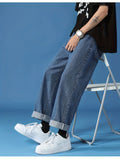 kkboxly  Men's Casual Street Style Wide Leg Denim Pants For Spring Summer