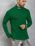 kkboxly  Men's Turtleneck Long Sleeve T-Shirt, Casual Stretch Sports Tops For Spring Fall