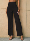 kkboxly  Solid High Waist Pants, Elegant Straight Leg Pants, Women's Clothing