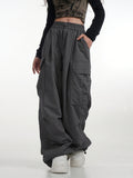 kkboxly  Slant Pockets Straight Leg Cargo Pants, Casual High Waist Pants For Spring & Fall, Women's Clothing