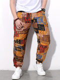 kkboxly  Ethnic Style Joggers, Men's Casual Allover Print Sweatpants