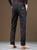 kkboxly  Men's Casual Warm Slim Fit Trousers, Semi-Formal cropped Pants For Fall Winter Business Leisure Activities