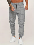 kkboxly  Men's Retro Plaid Joggers, Men's Casual Stretch Waist Drawstring Sports Pants Sweatpants