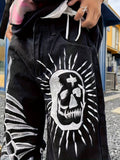 Scorpion & Skull Print Jeans, Men's Casual Street Style Loose Fit Straight Leg Jeans